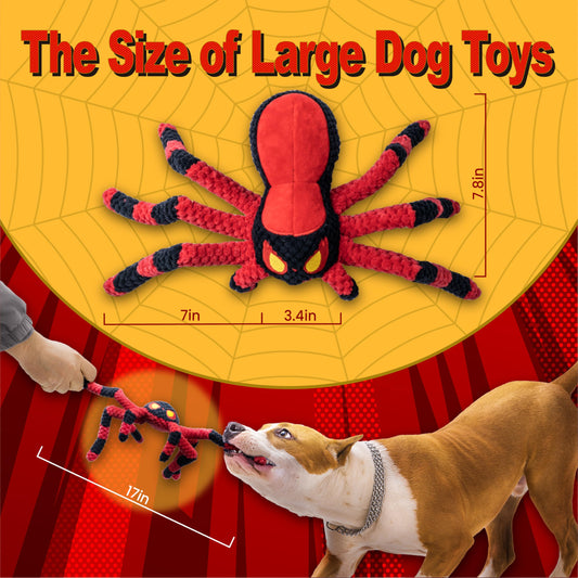 LEGEND SANDY Dog Toys for Large Dogs, Squeaky Dog Toys to Keep Them Busy, Interactive Dog Toy, Crinkle Tug of War Dog Toy (Red)