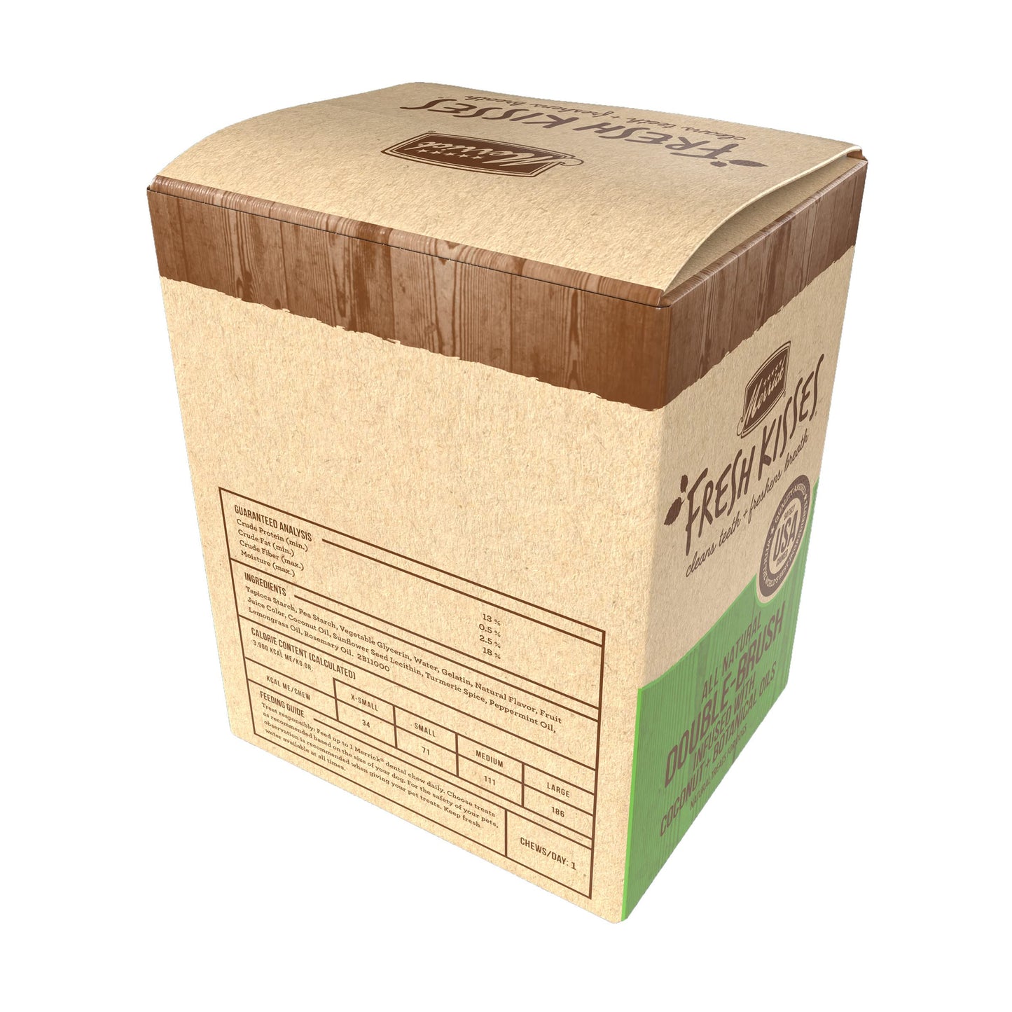 Merrick Fresh Kisses Natural Dental Chews Infused with Coconut and Botanical Oils for Small Dogs 15-25 Lbs - 48 ct. Box