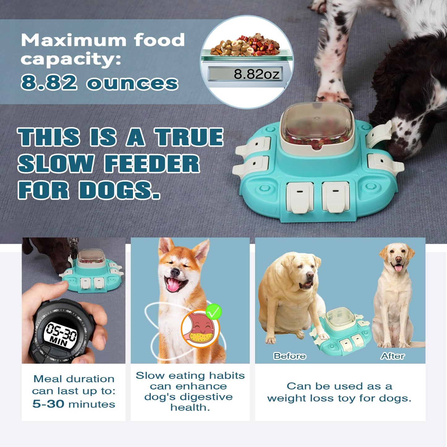 Dog Puzzle Toys 2 Level, Interactive Dogs Treat Puzzle Feeder Toy for IQ Training & Mental Stimulating, Fun Slow Feeder Dog Bowls, Large Medium Small Dogs Enrichment Toys