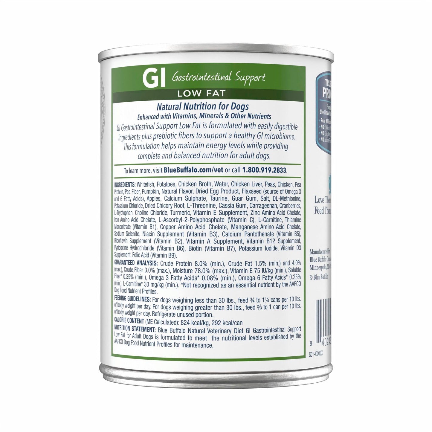 Blue Buffalo Natural Veterinary Diet GI Low Fat Gastrointestinal Support Wet Dog Food, Veterinarian's Prescription Required, Whitefish, 12.5-oz Can (Pack of 12)