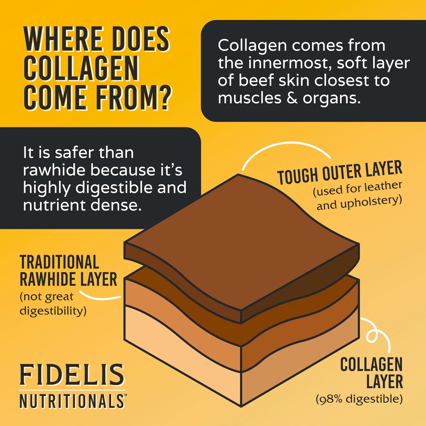 FIDELIS Rawhide Free Dog Chews Long Lasting, Treat Sticks, Dog Treats, Small & Large Dogs, Beef Collagen, Gluten Free, Grain Free, Pet Chew, Bones-Alternative, Made in USA, 4pk, Chicken, 10"