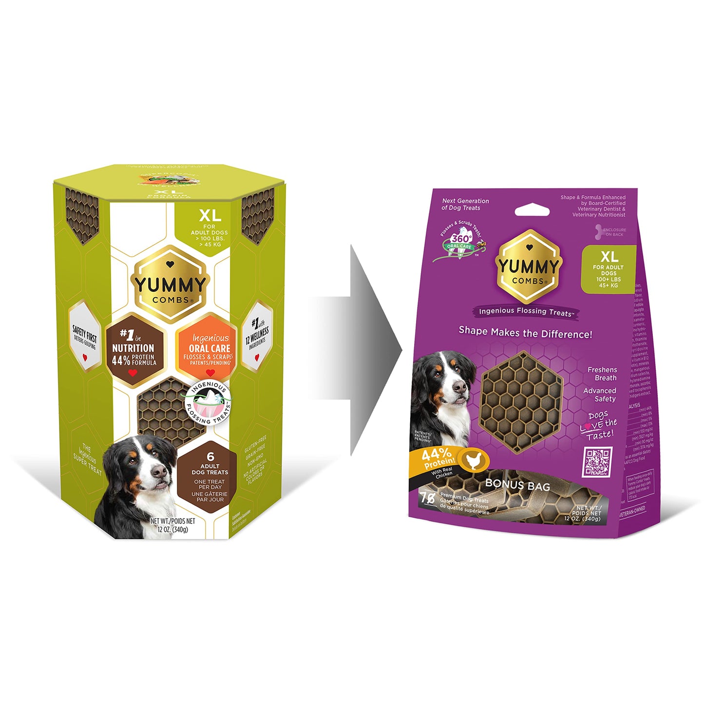 Yummy Combs Dog Dental Treats – Vet VOHC Approved – Delicious Chicken Protein – Removes Tartar with Cleaning Comb Shape – Dental Dog Treats for Extra Large Dogs (12oz, 6 Count)