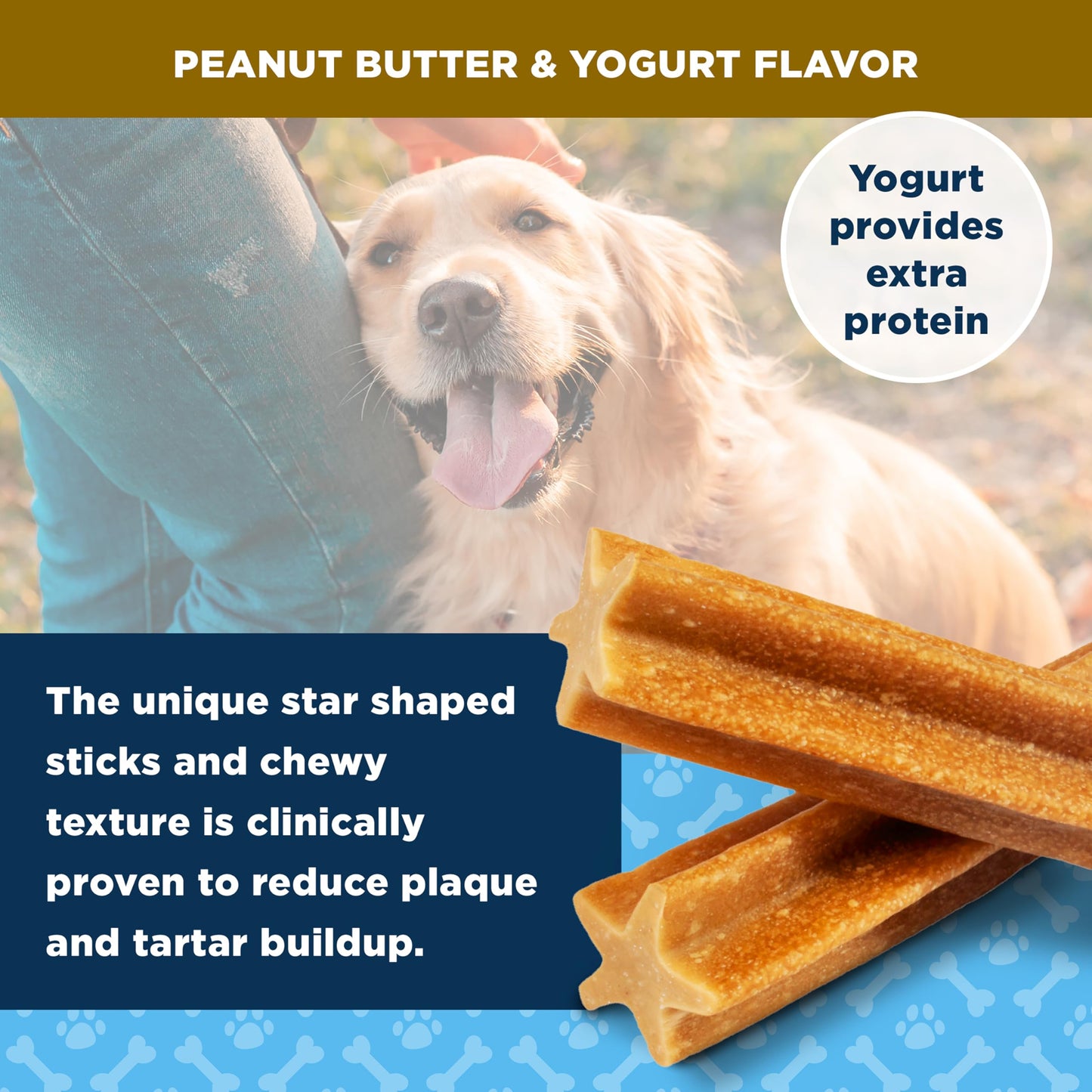 American Kennel Club Dentacare Yogurt and Peanut Butter Dental Dog Treats, Naturally Flavored, Good for Dog Dental Health, 20 Count