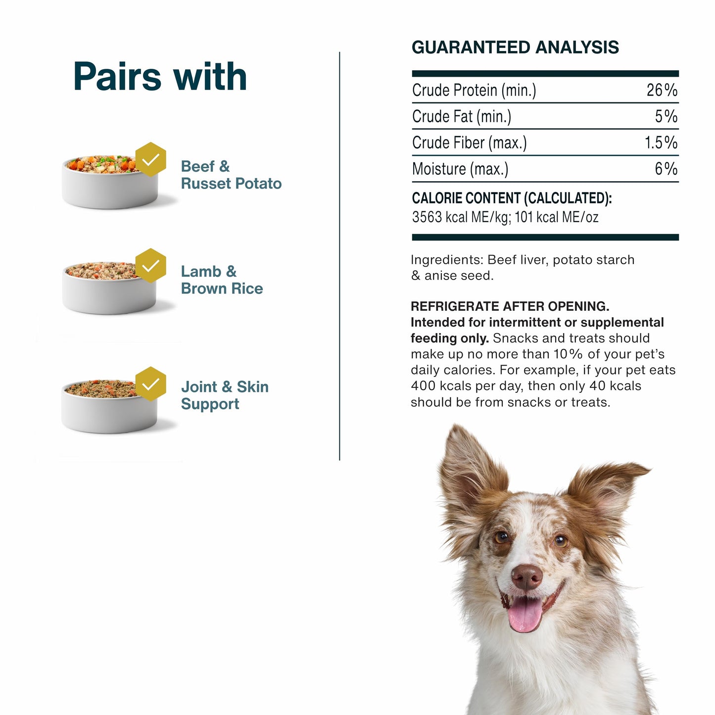 JustFoodForDogs Limited-Ingredient Beef Liver Healthy Dog Treats, Preservative-Free, Made in The USA, 5 oz