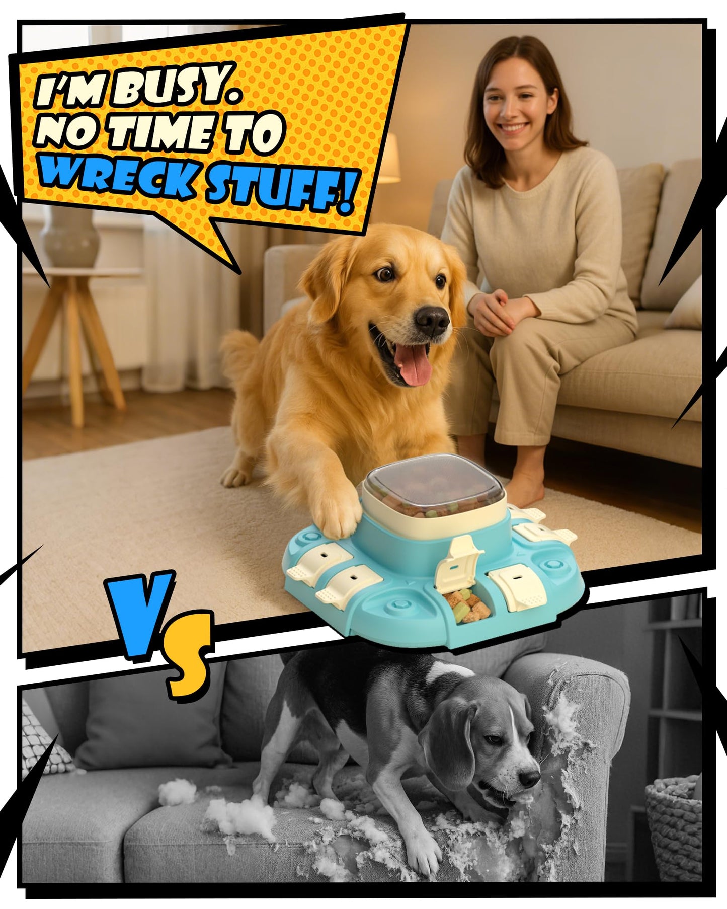puppyspout Dog Puzzle Toy - Dog Puzzle Feeder for Healthy Eating, IQ Training, Brain Stimulation - 2 Difficulty Levels Enrichment Toy for Dogs to Keep Them Busy