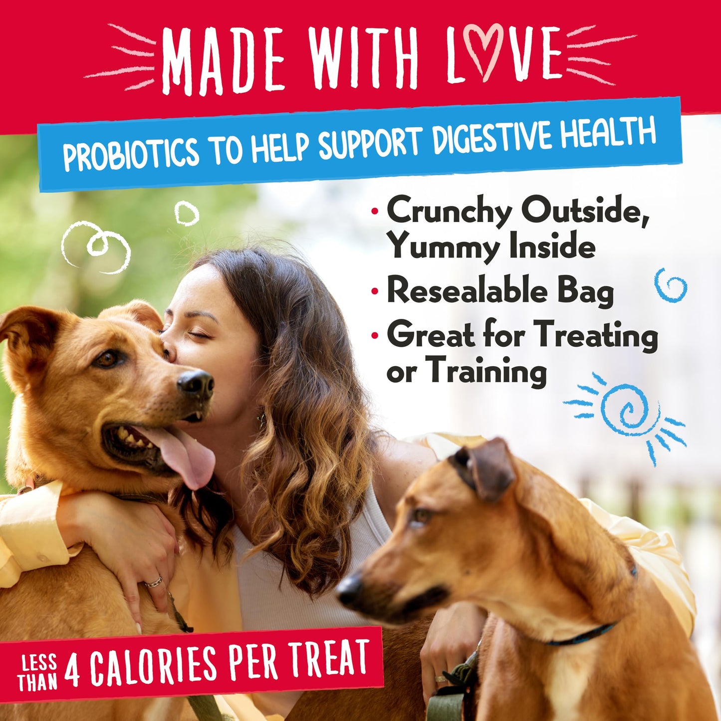 Charlee Bear Nuggets Crunchy and Soft Dog Treats, Peanut Butter and Beary Parfait, 6 Ounce Resealable Bag, Digestive Health Support, Grain Free, Low Calorie, Healthy Dog Snacks