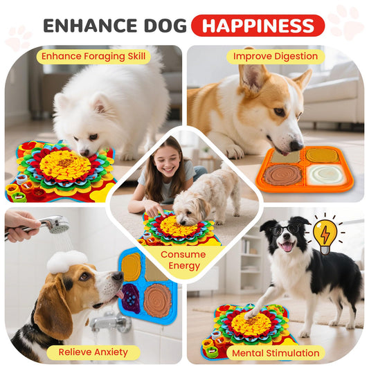 UETZLTB Dog Snuffle Mat and Lick Mats Set, Interactive Dog Enrichment Puzzle Toys for Puppy Small Medium Breed Dogs Cats, Cognitive Sniff Foraging Mats for Slow Feeding Treat Game Mental Stimulation