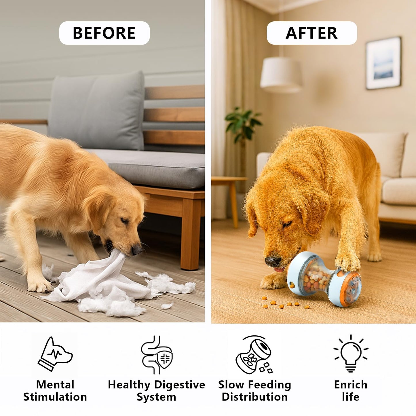 Kalimdor Interactive Dog Puzzle Toys for Boredom, Treat Dispensing Dog Toys, Dogs Enrichment Toy to Keep Them Busy, Treat Dispensing Slow Feeder,Mental Stimulation and Training