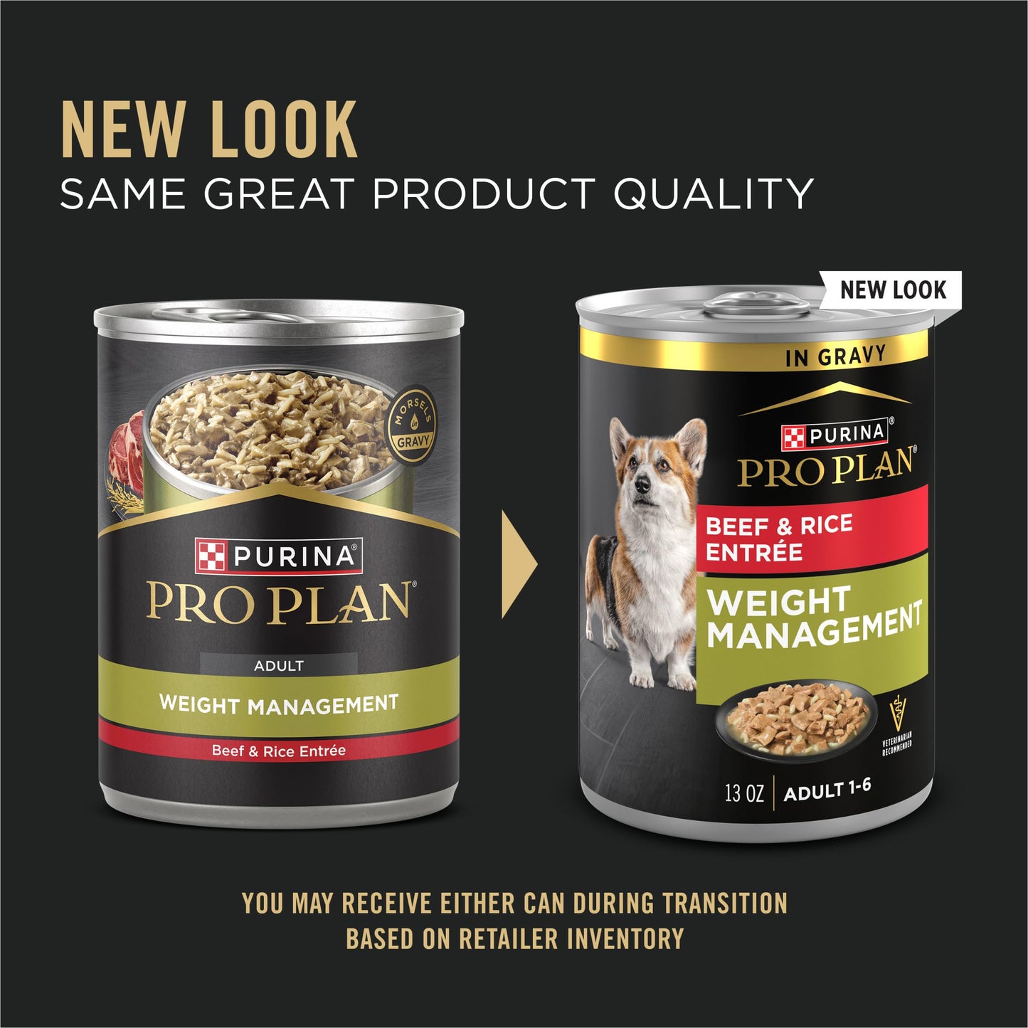 Purina Pro Plan Weight Management Wet Dog Food Beef and Rice Entree in Gravy - (Pack of 12) 13 oz. Cans