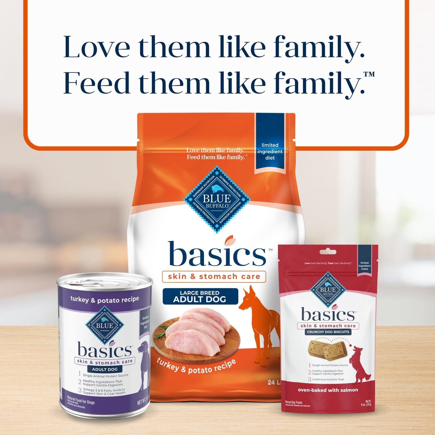 Blue Buffalo Basics Grain-Free Large Breed Adult Dry Dog Food, Skin & Stomach Care, Limited Ingredient Diet for Dogs, Turkey Recipe, 24-lb. Bag