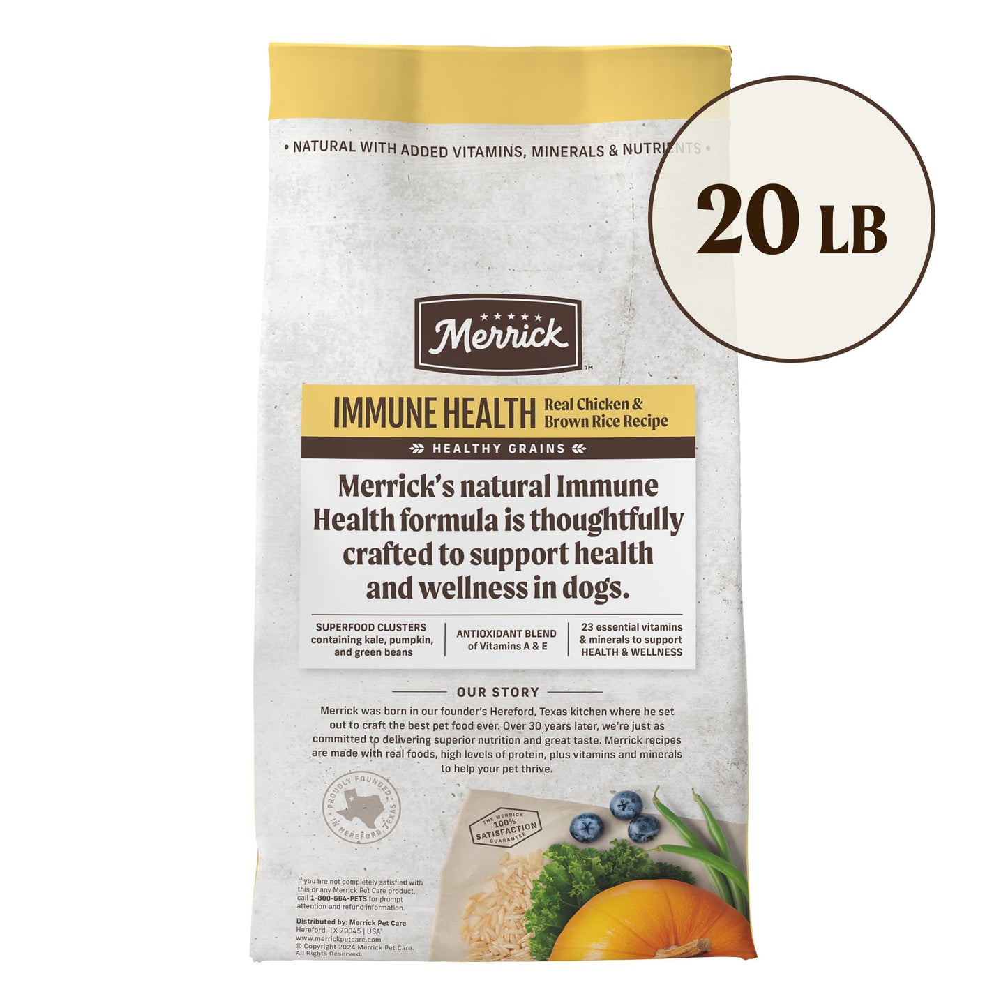 Merrick Immune Health Recipe, Healthy Grains Chicken Dry Dog Food with Freeze-Dried Clusters with Superfoods - 20 lb. Bag