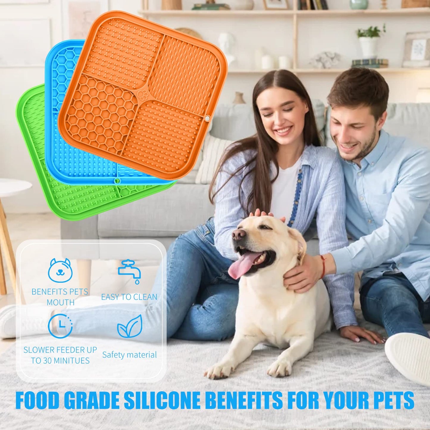Lick Mat for Dogs, Premium Lick Pad with Suction Cups for Dog Anxiety Relief, Slow Feeder Dog Bowls, Bathing, Grooming and Training