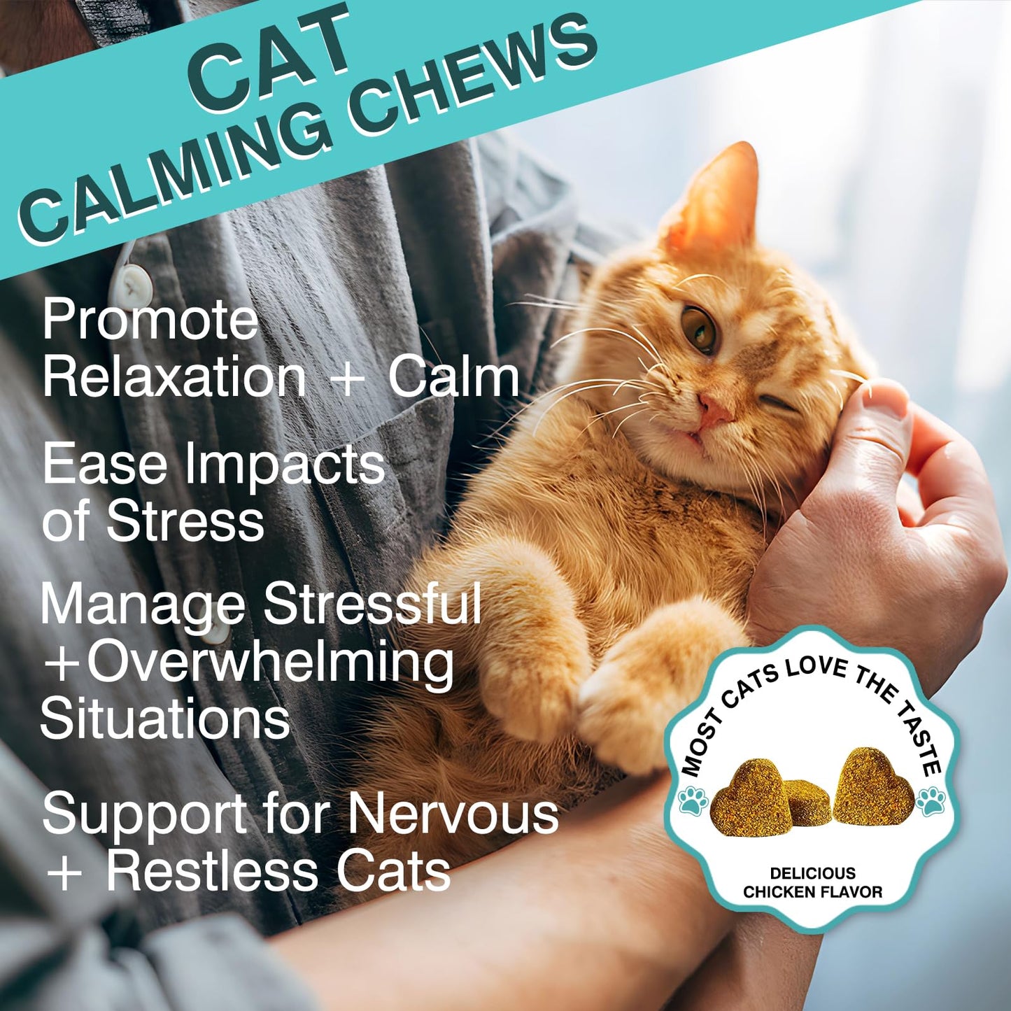MNQAXZ Cat Calming Treats, 140 Soft Chews to Relieve Anxiety, Stress & Prevent Bites, Perfect for Travel & Veterinary Visits, Soothing Calming Care for Indoor Cats Chicken Flavor 7.41 OZ