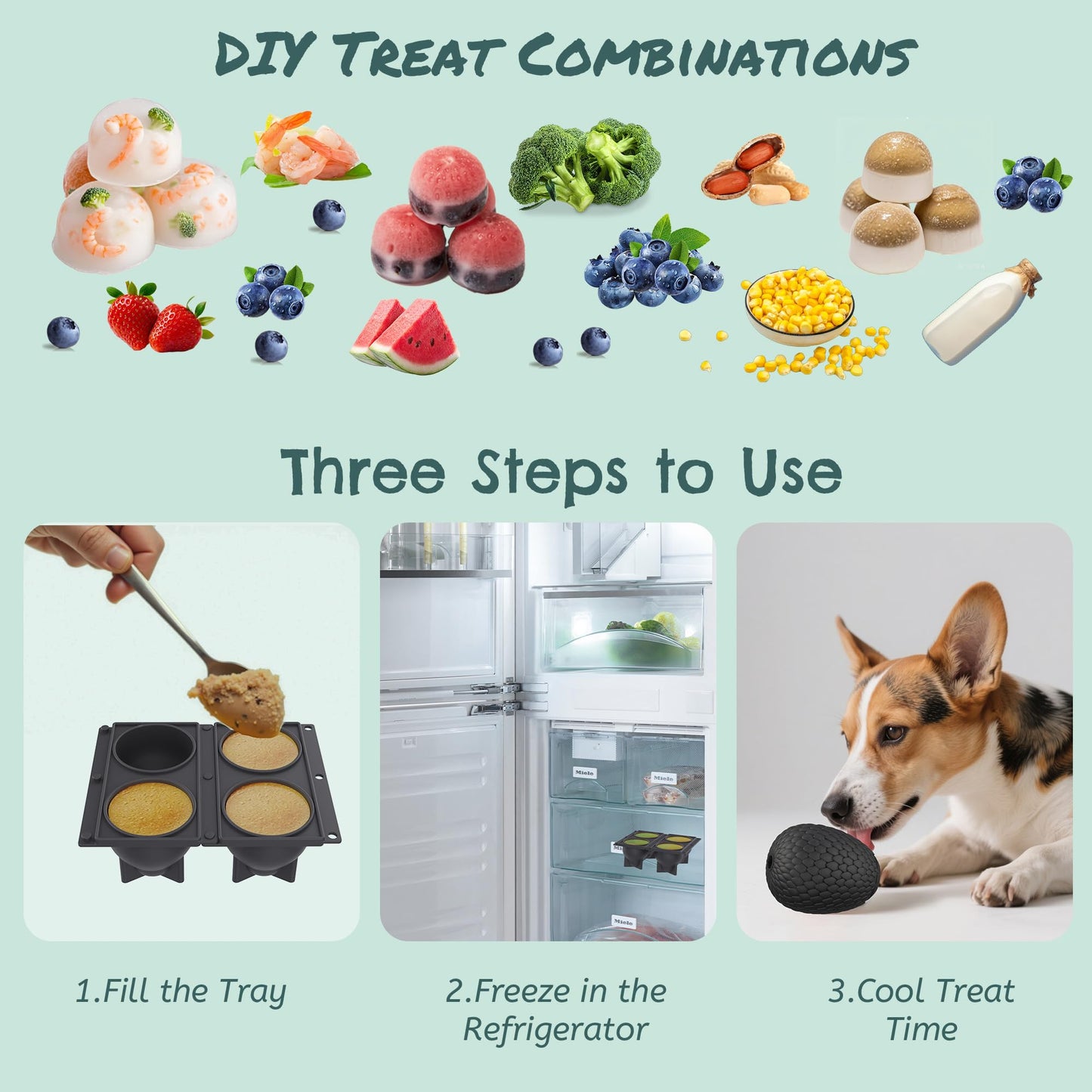 SAMFAT 2-in-1 Enrichment Chew Toy for Dogs - Frozen Treat Toy & Dispensing Dog Puzzles Toy, Fillable Rubber Interactive Toy, Keeps Dogs Busy, Reduces Anxiety, Safe & Easy to Clean Black