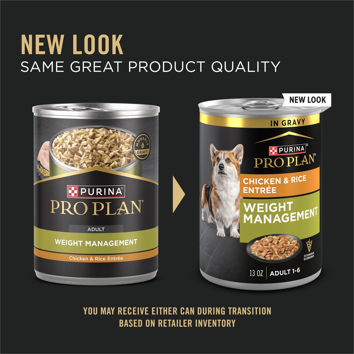 Purina Pro Plan Weight Management Wet Dog Food Chicken and Rice Entrée in Gravy - (Pack of 12) 13 oz. Cans