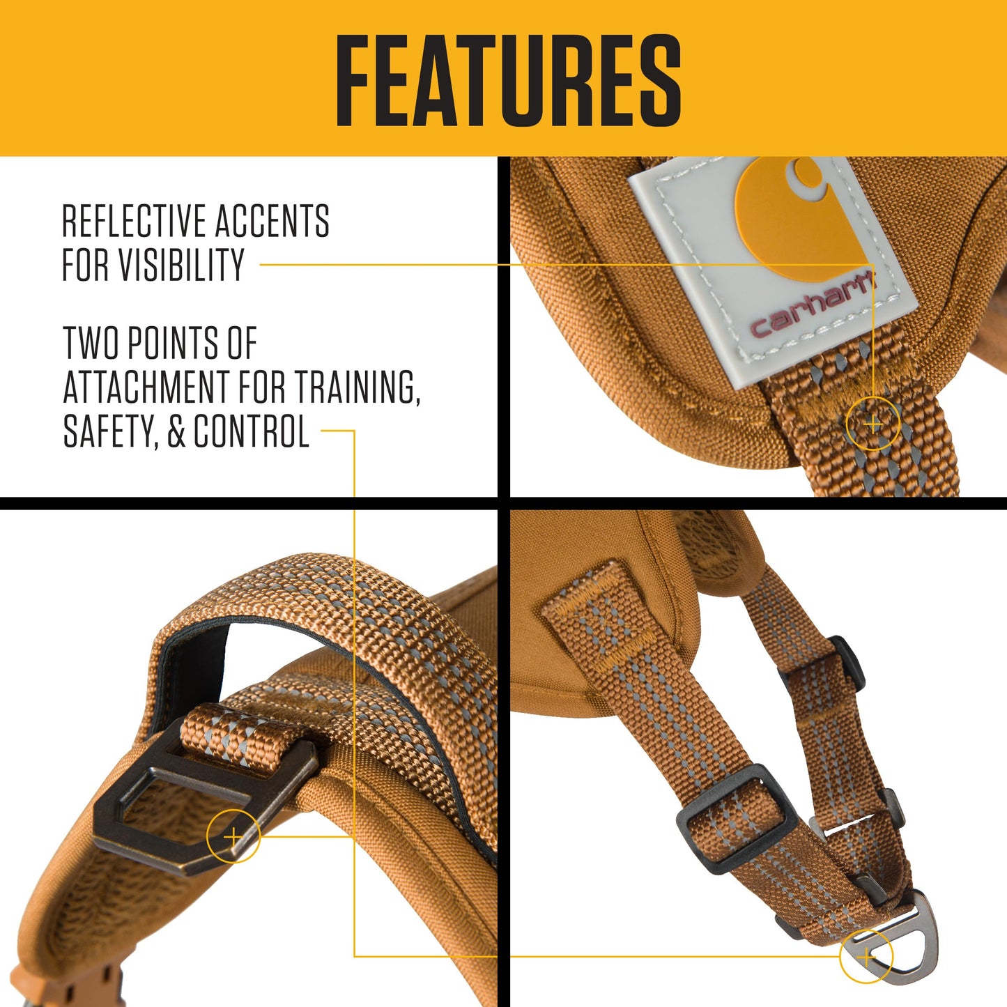 Carhartt Nylon Duck No Pull Dog Harness, Fully Adjustable Dog Harness with Quick Control Handle and Reflective Accents, Deep Wine, Medium