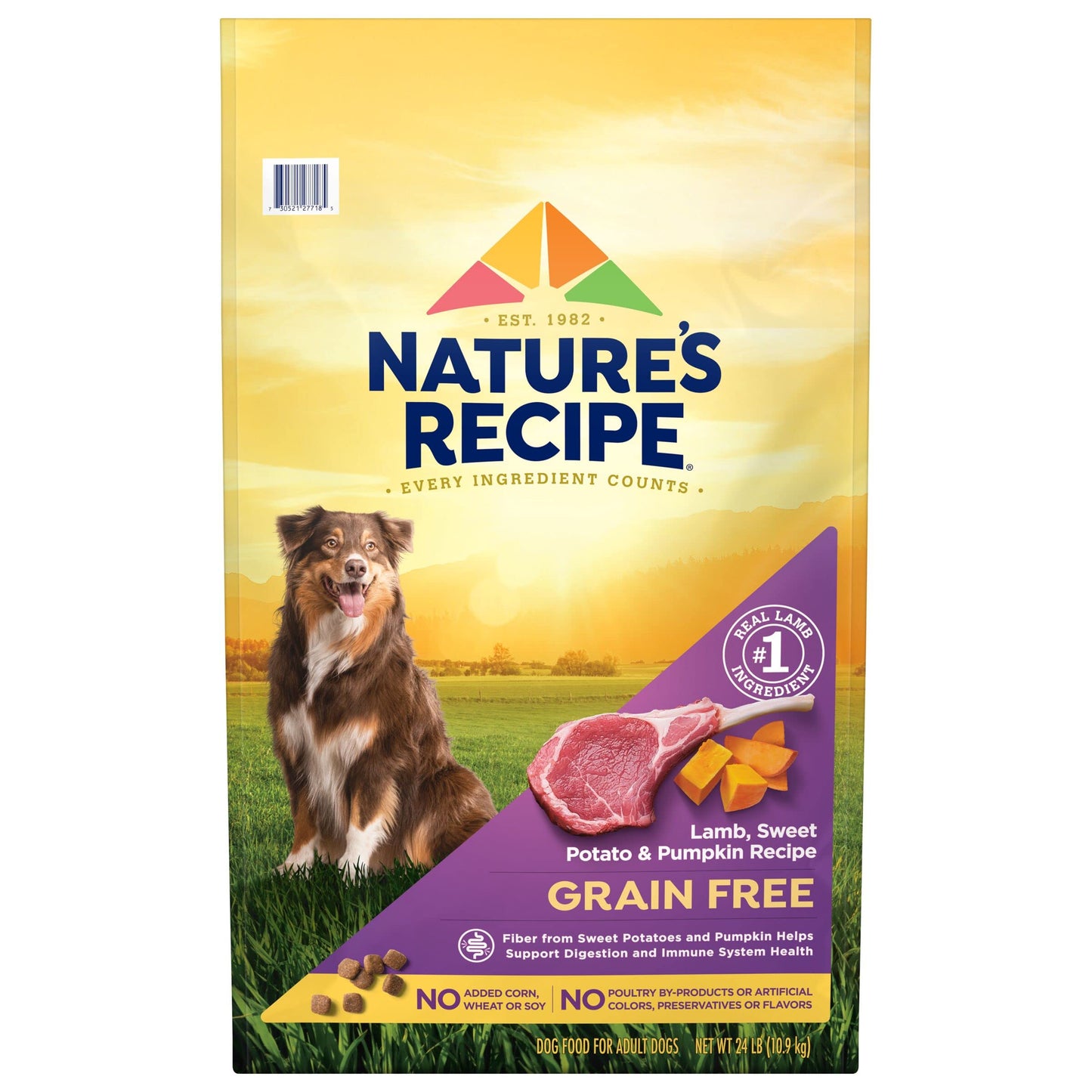 Nature’s Recipe Grain Free Lamb, Sweet Potato & Pumpkin Recipe Dry Dog Food, 24 lb. Bag