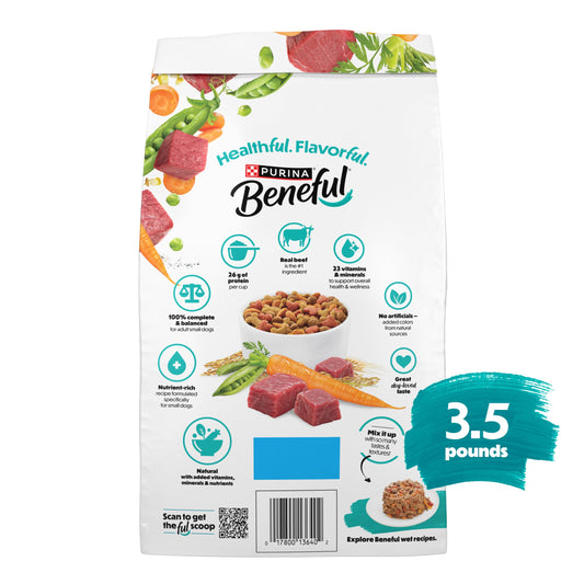 Purina Beneful Incredibites With Farm-Raised Beef Natural Small Breed Dry Dog Food With Added Vitamins, Minerals and Nutrients - (Pack of 4) 3.5 lb. Bags