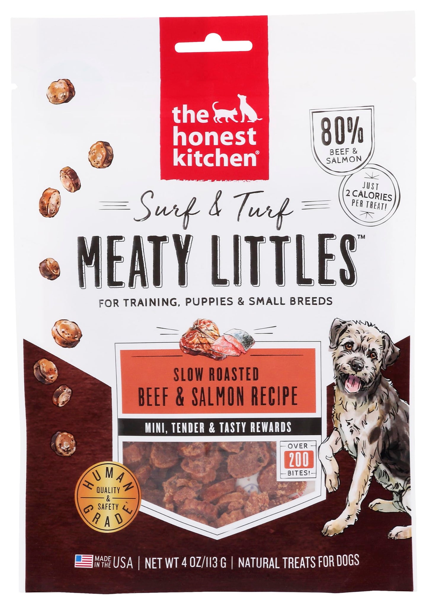 The Honest Kitchen Surf & Turf Meaty Littles: Beef & Salmon Recipe, 4 oz Bag
