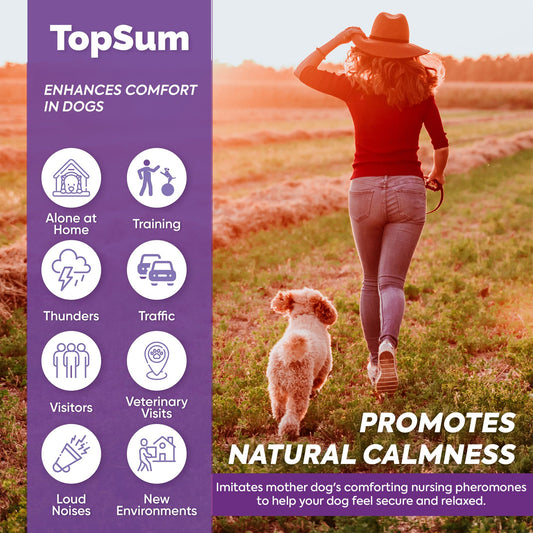 TopSum Dog Calming Diffuser Refills: 6 Pack Dog Pheromones Calming Diffuser Refills - Dog Appeasing Pheromone - Pheromones for Dogs - Calming Pheromones for Dogs, 6 Pack (Purple)