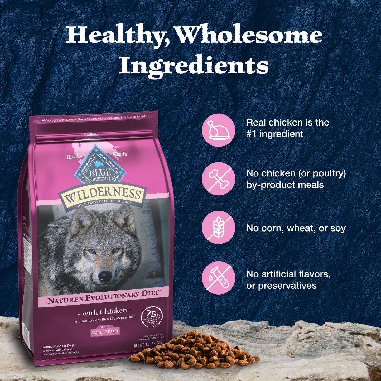 Blue Buffalo Wilderness Adult Small Breed Dry Dog Food Real Chicken with Natural Ingredients