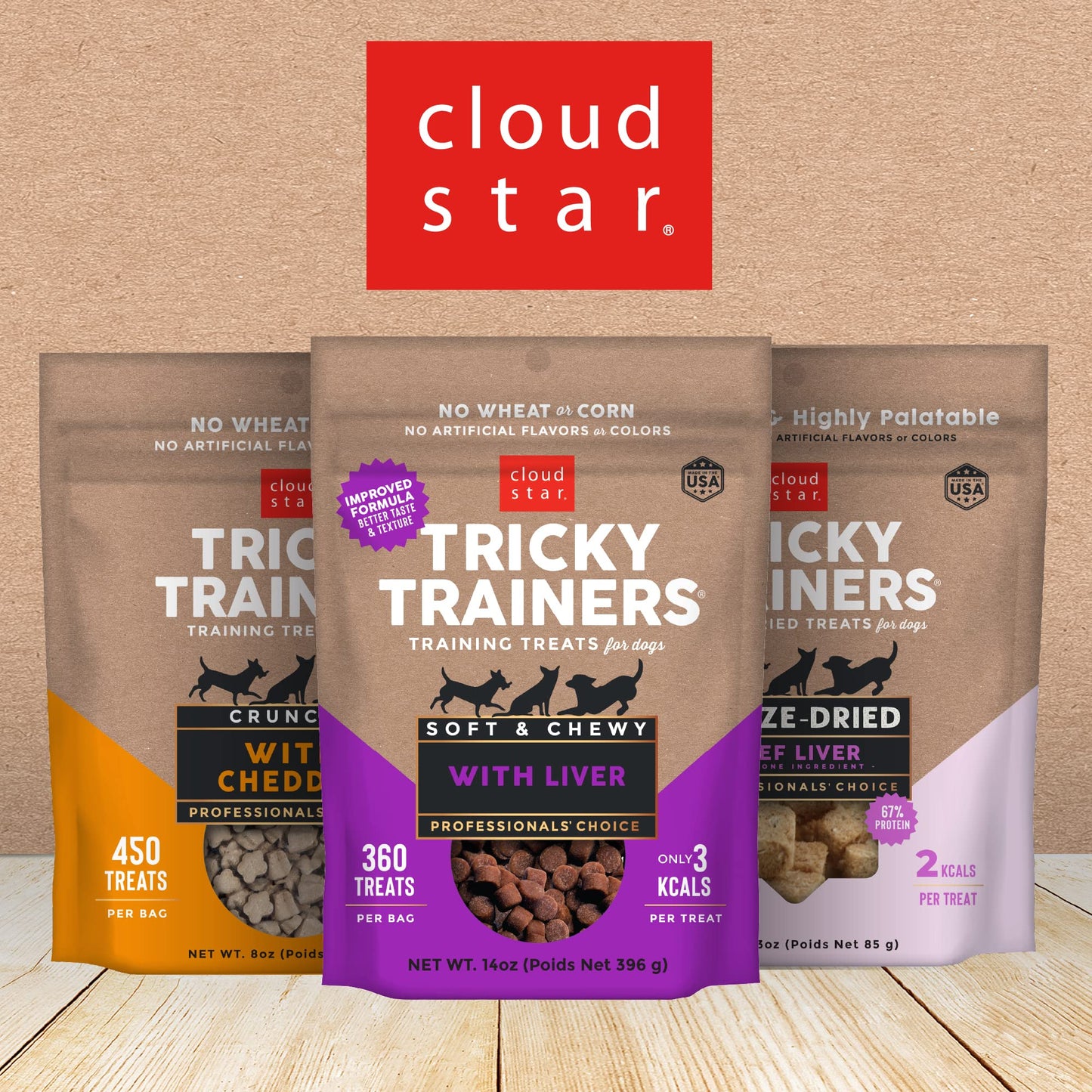 Cloud Star Tricky Trainers Chewy Dog Treats – Whole Grain Soft for Adult & Puppy