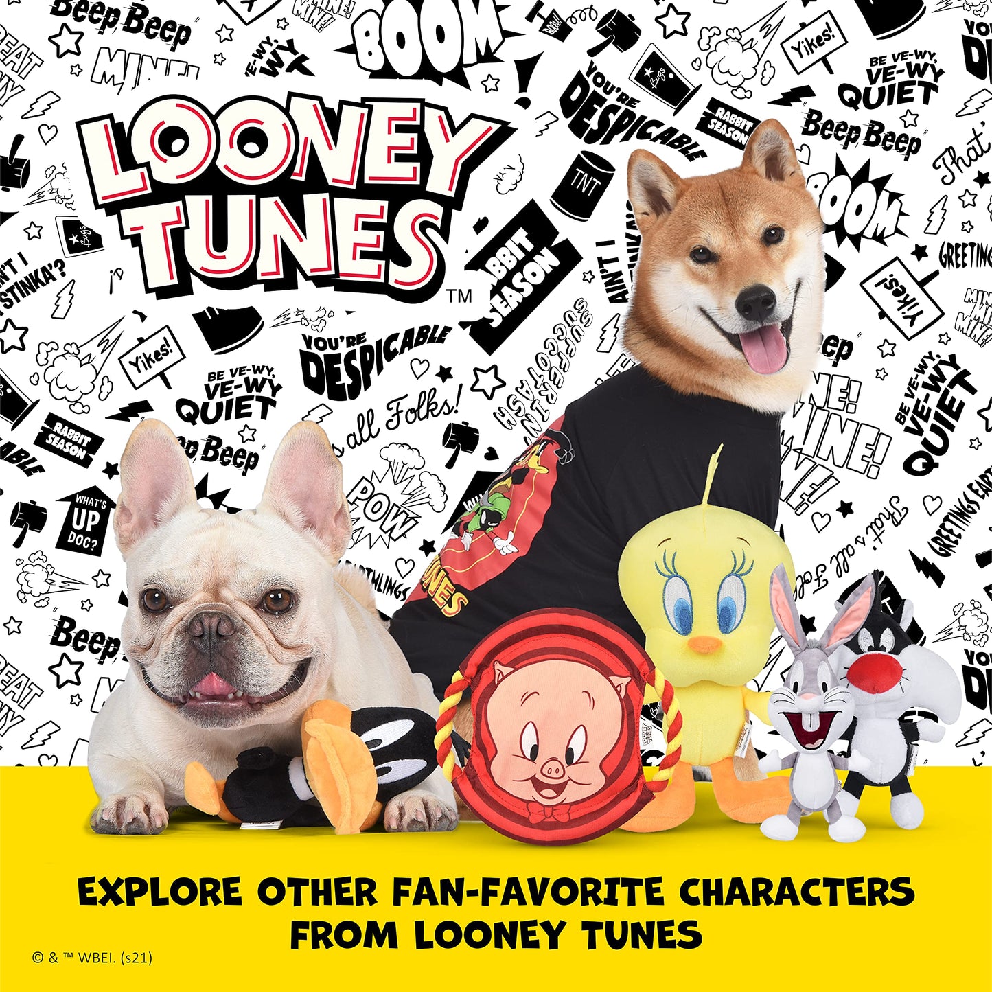 LOONEY TUNES for Pets Bugs Bunny Rope Head Stuffed Dog Toy for All Dogs | Grey and White Bugs Bunny Plush Fabric Toy for Dogs | Cute Rope Canvas Dog Toy (Pack of 2)