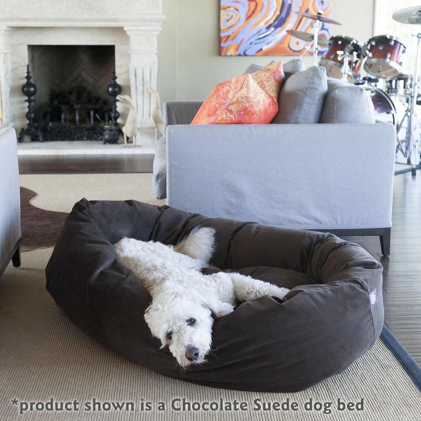 Majestic Pet 32 Inch Suede Calming Dog Bed Washable 32x23x7 (Inch) – Cozy Soft Round Donut Dog Bed with Spine Support for Dogs to Rest Their Head - Pet Bed Medium – Sage