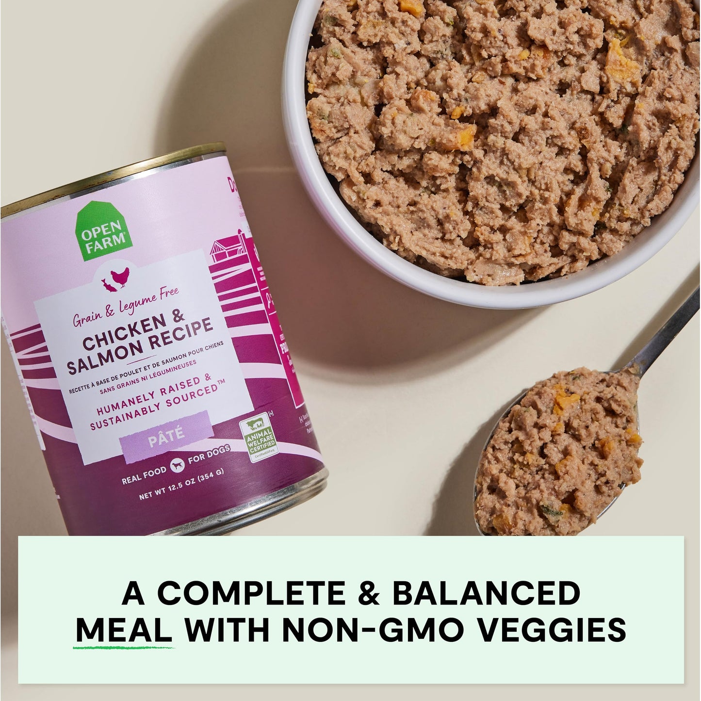 Open Farm Canned Dog Food, Paté for Complete & Balanced Nutrition, Grain-Free and Legume-Free, Chicken & Salmon Recipe, 12.5oz Cans (Pack of 12)