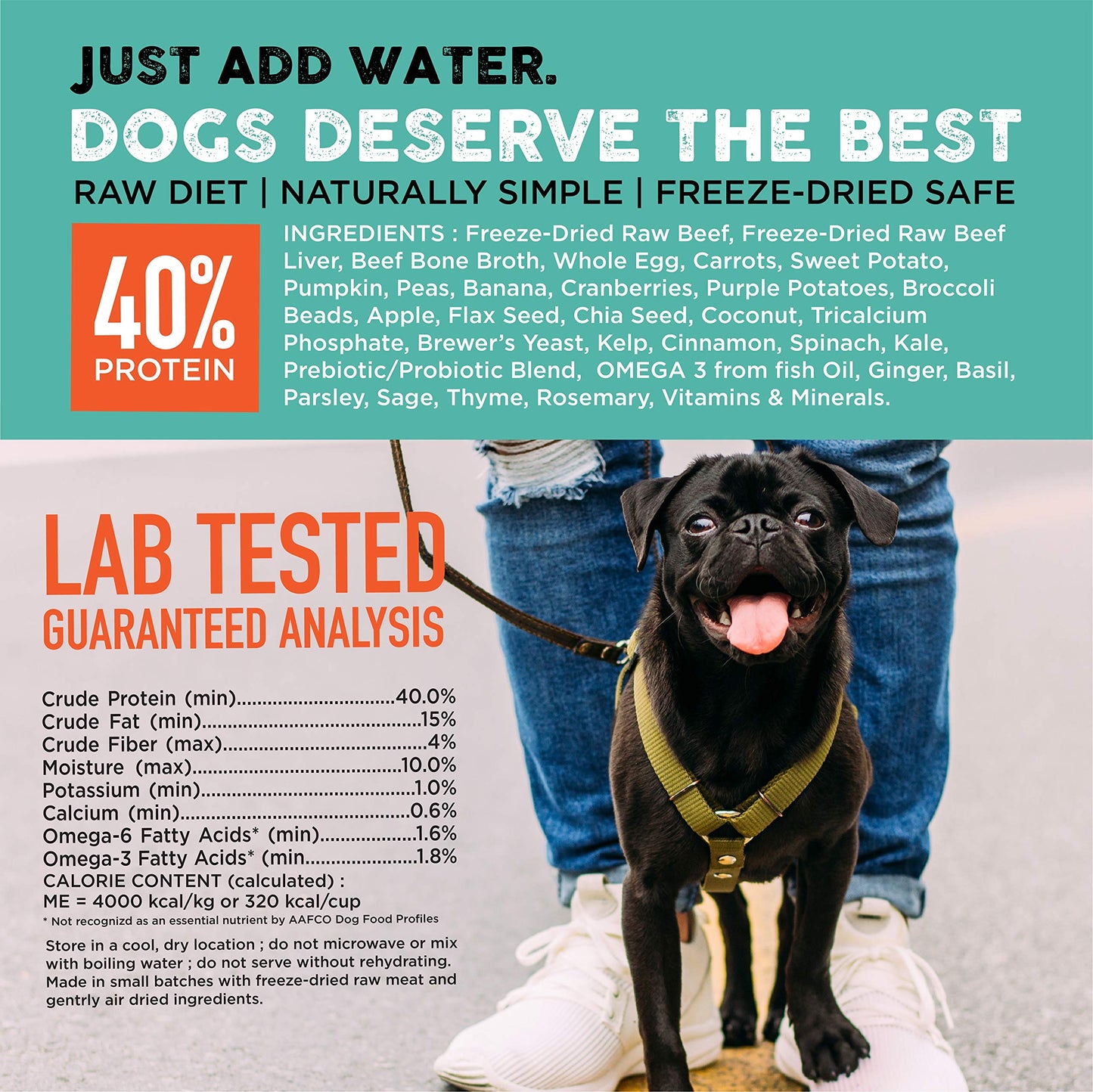 Nature's Diet Simply Raw Freeze-Dried Whole Food Meal - Makes 18 Lbs Fresh Food with Muscle, Organ, Bone Broth, Whole Egg, Superfoods, Fish Oil Omega 3, 6, 9, Probiotics & Prebiotics (Beef)