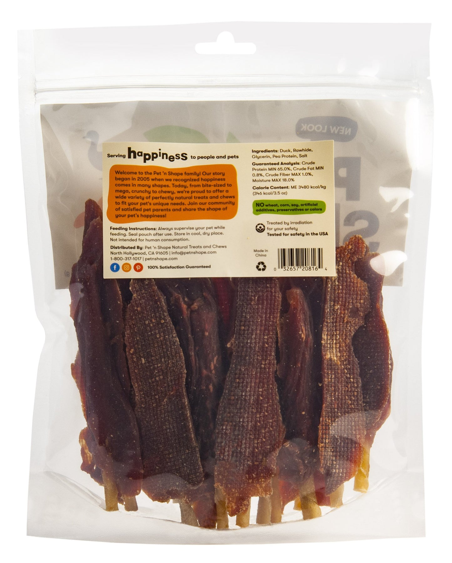 Pet 'n Shape Chik 'n Skewers – Duck Wrapped Rawhide Chew Dog Treats - 1 Pound