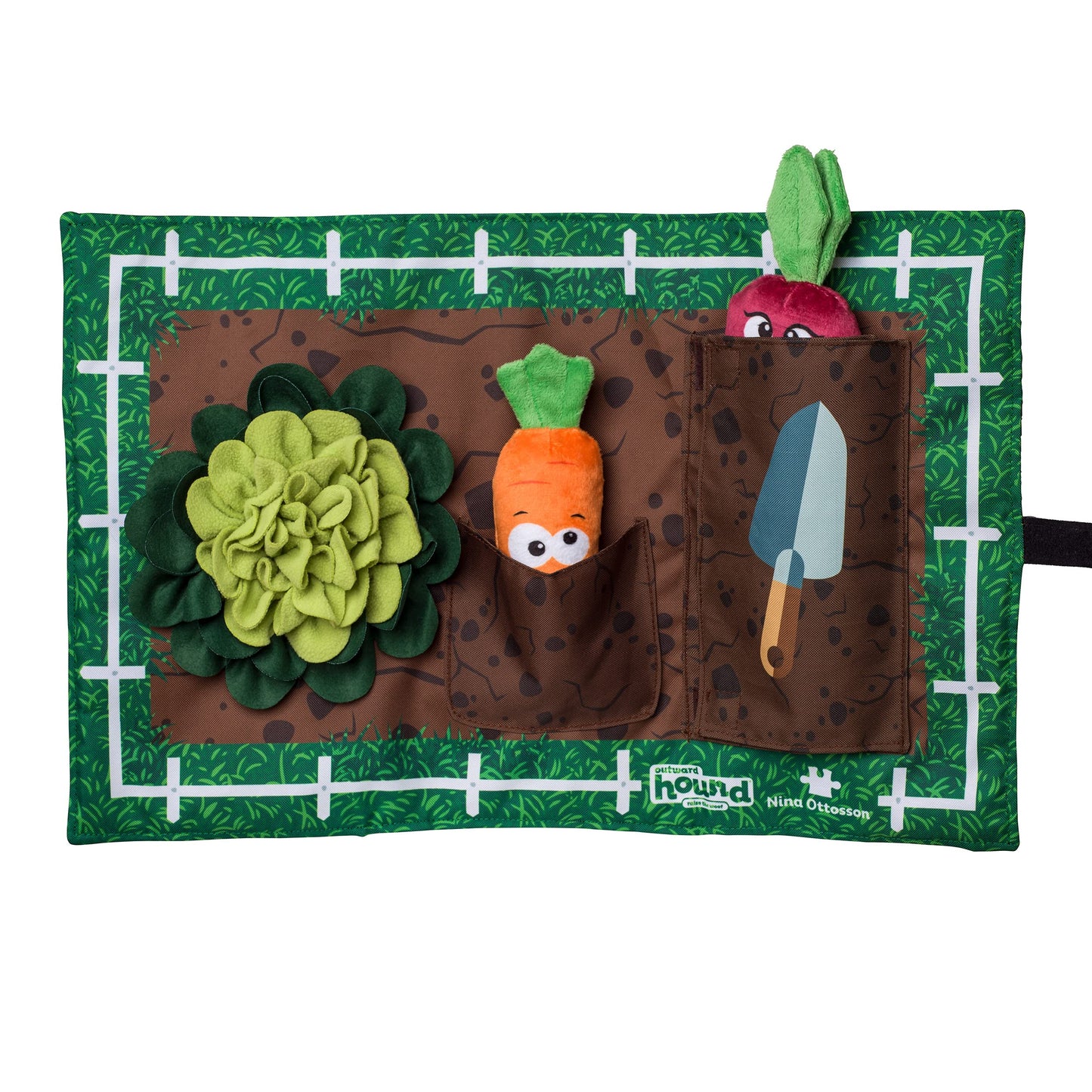 Outward Hound by Nina Ottosson Activity Matz Garden Game Plush Dog Puzzle Mat Dog Enrichment Dog Toy, Level 2 Intermediate, Multicolored