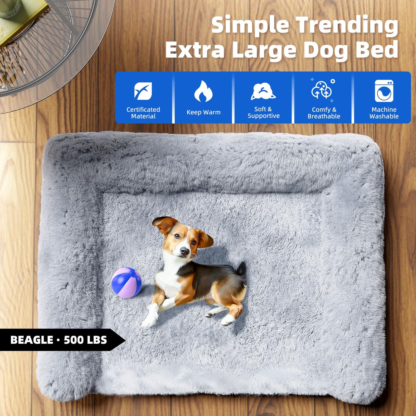 Simple Trending Orthopedic Dog Beds for Large Dogs, Waterproof Anti-Slip L Pet Bed, Egg-Crate Foam Big Dog Couch Bed with Washable Cover, Deluxe Plush Pet Sleeping Mat, Grey