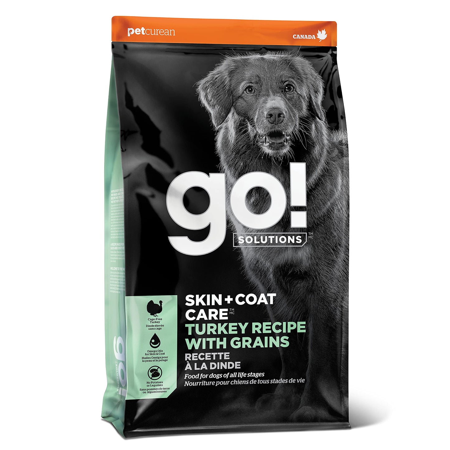 Go! Solutions Skin + Coat Care, Dry Dog Food, Turkey Recipe with Grains, 22 lb Bag