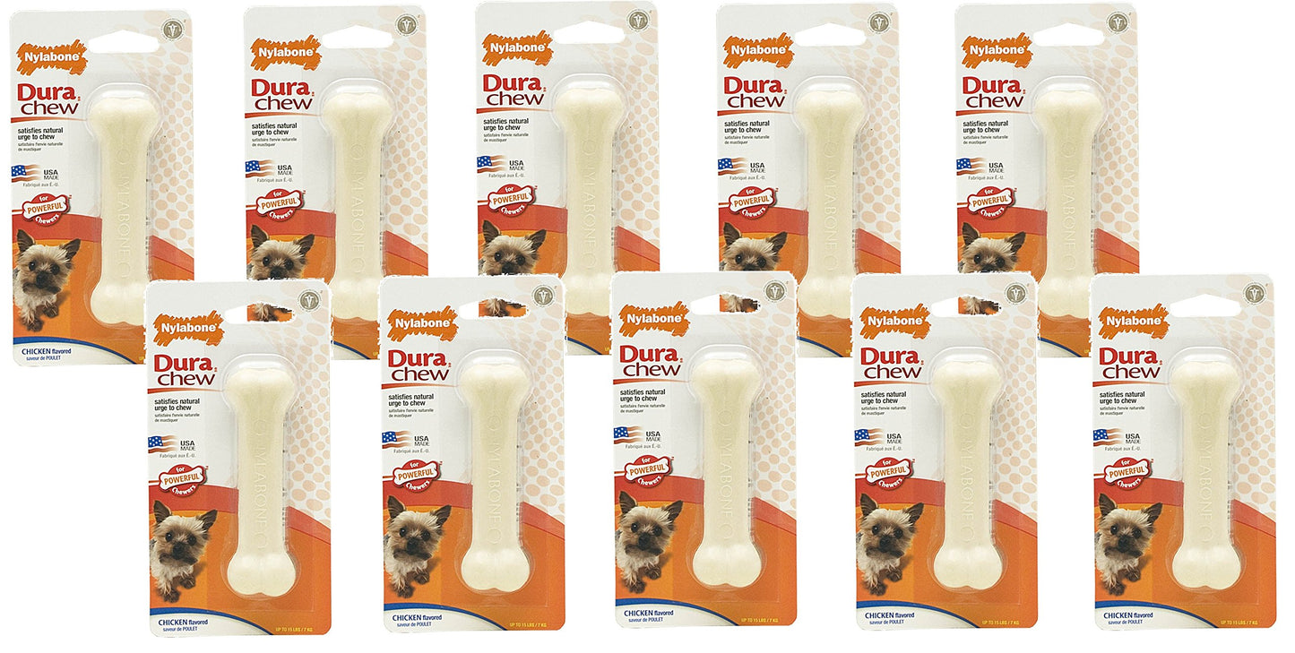 Nylabone (10 Pack) Dura Chew Original Flavored Bone Dog Chew Toy - Size Petite/Xs