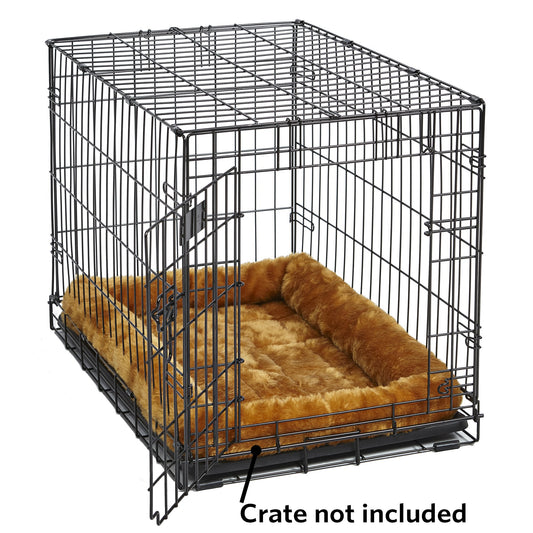 MidWest Homes for Pets QuietTime Dog Bed – Cinnamon Faux Fur Bolster, Ultra-Soft and Machine Washable, Fits 30-Inch Crates and Carriers, for Medium Breed Dogs