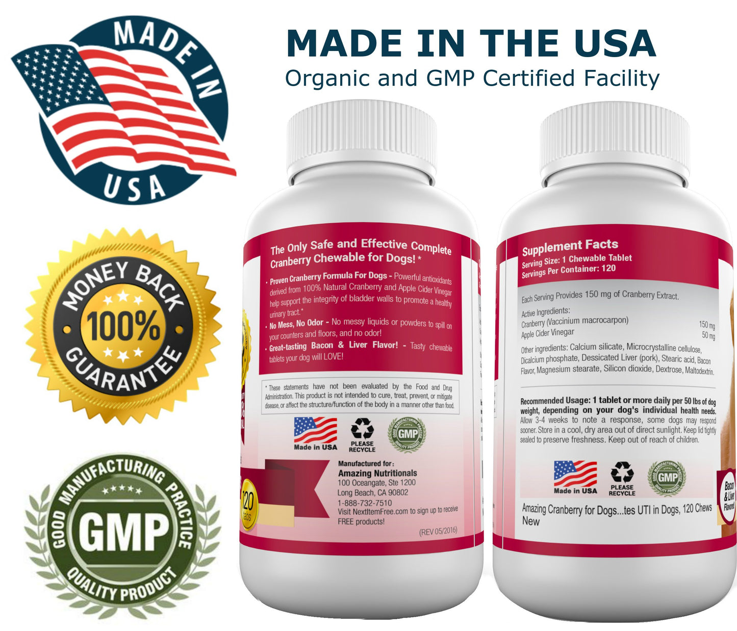 Amazing Joint Support Dog UTI Treatment Bundle - Turmeric, Cranberry Eliminates Joint Pain Inflammation and UTI Prevention