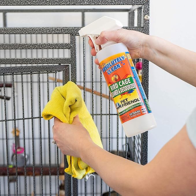 Absolutely Clean Amazing Bird Cage Cleaner and Deodorizer - Just Spray/Wipe - Safely & Easily Removes Bird Messes Quickly and Easily - Made in The US - Fragrance Free (16oz Pack of 1)