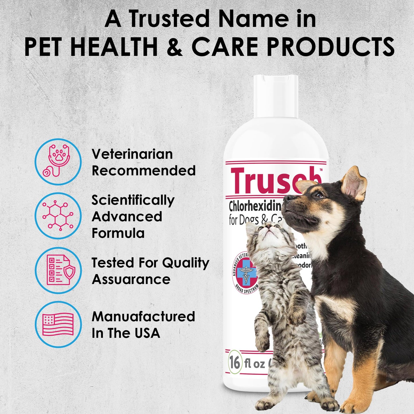 All Natural Ketoconazole & Chlorhexidine Shampoo for Dogs & Cats and Vet-Strength with a Light Scent (USA) (Ketoconazole & Chlorhexidine Shampoo, 32 oz) Made in U.S.A