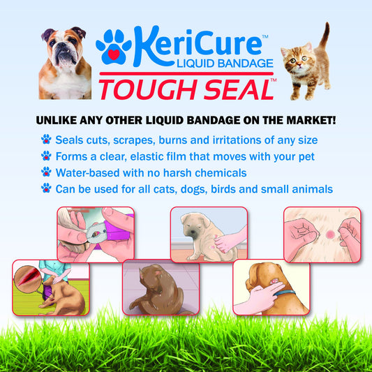 Tough Seal Pet Liquid Bandage Spray for Dogs & Cats - 2oz Calming Wound Care Protection, Protects Cuts and Scratches - Safe if Licked, String-Free Dog Wound Spray