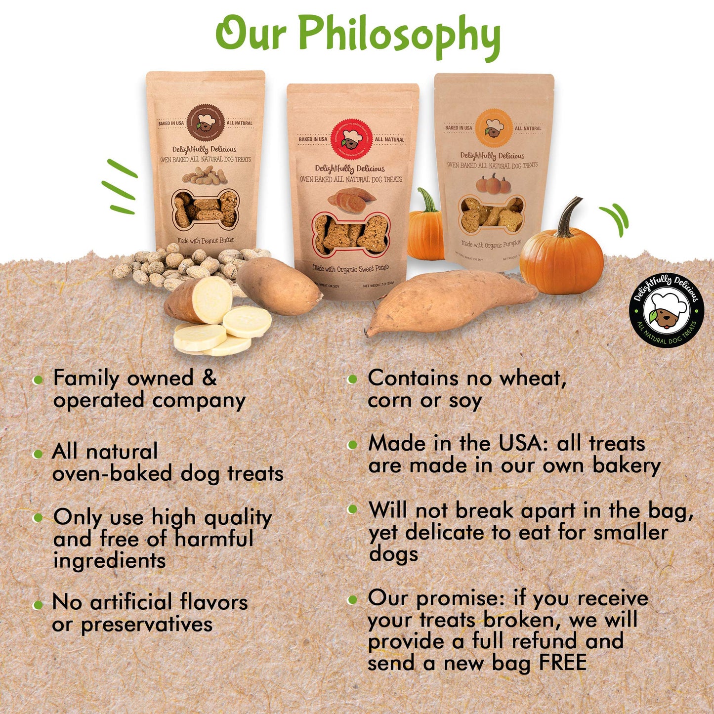 Delightfully Delicious Dog Treats Made in USA All Natural Oven Baked Training Treat with Pumpkin | Easy to Digest