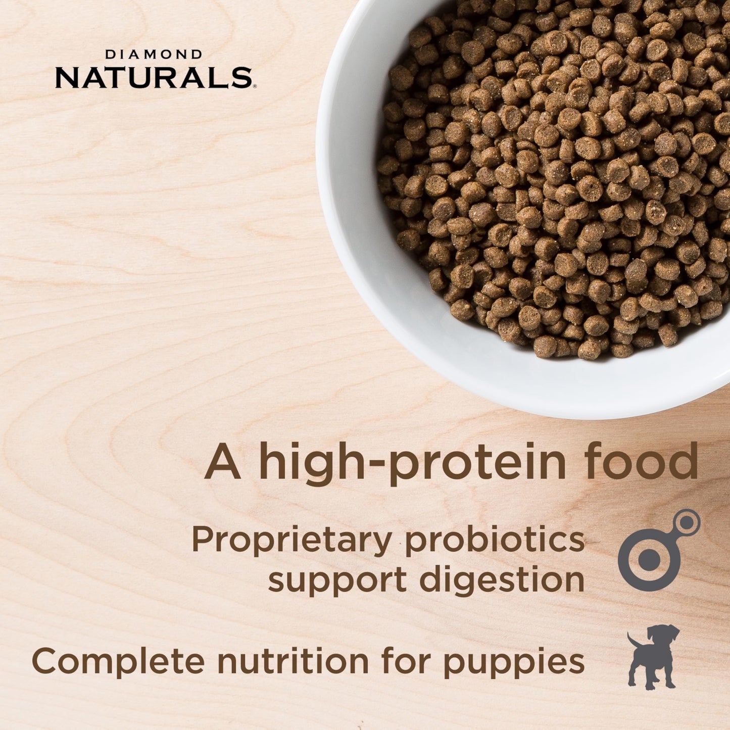 Diamond Naturals Real Meat Small and Medium Breed Puppy Formula Dry Dog Food with Quality Protein, Probiotics and Antioxidants, 18 Pound
