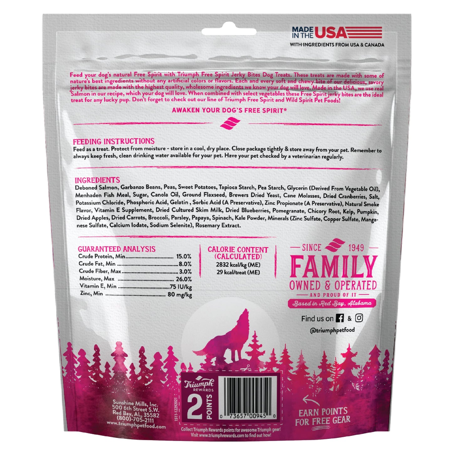 Triumph Free Spirit Grain Free Salmon and Vegetable Recipe Jerky Bites Soft Dog Treats | 24 oz