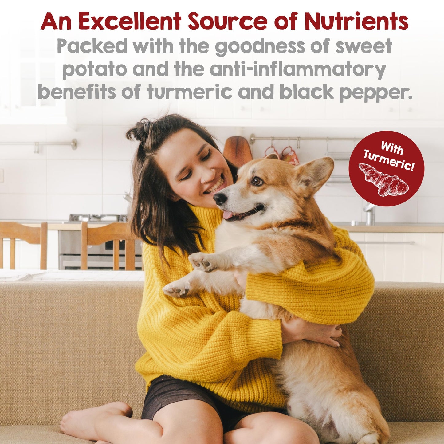 Riley's Slims Dried Sweet Potato Dog Treats - Dehydrated Chews with Turmeric - Limited Ingredient USA Sourced Sweet Potato - Made in The USA - 7.5 oz