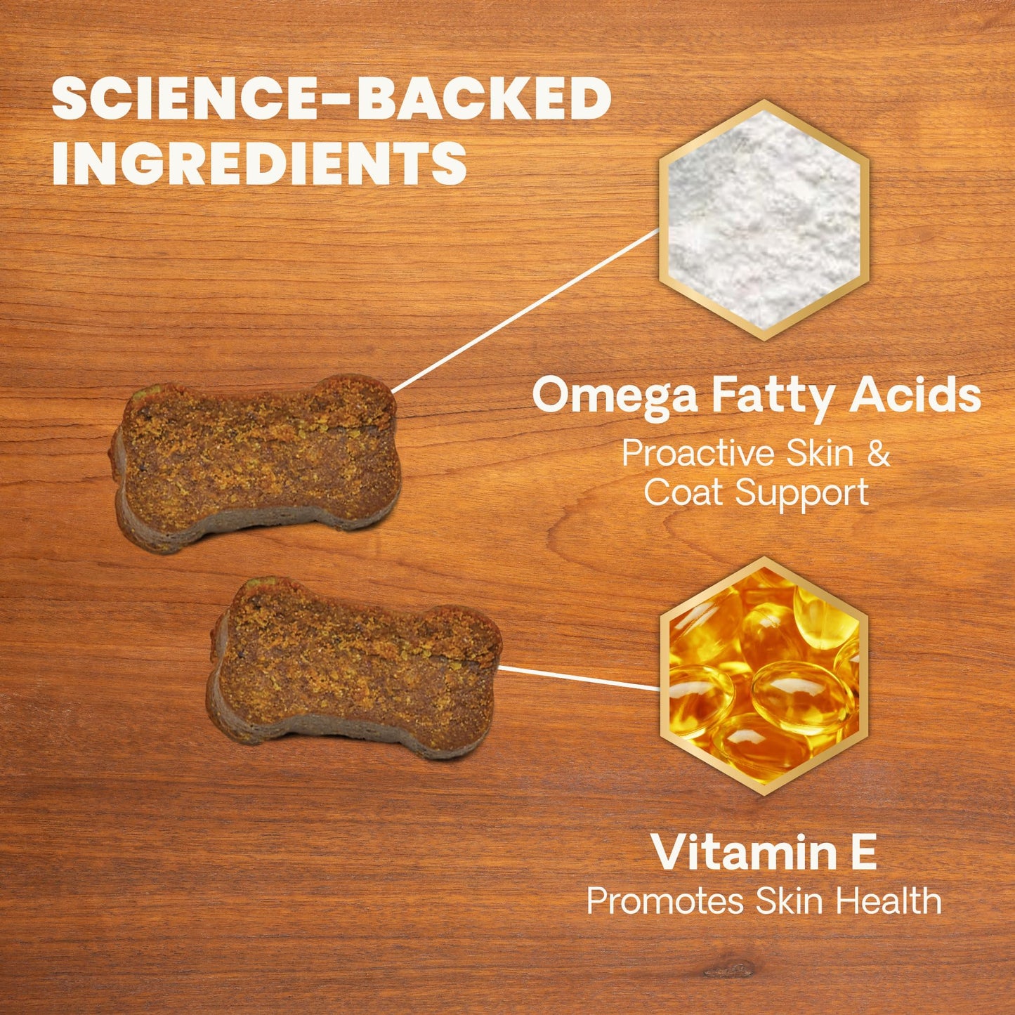 VetriScience Healthy Skin & Coat Chews, Derma Strength Omega-3 Salmon Oil Supplement for Dogs, Omega Skin and Coat Chews, Skin Health, Coat Growth, Fish Oil and Vitamin E, Veggie, 70 Count