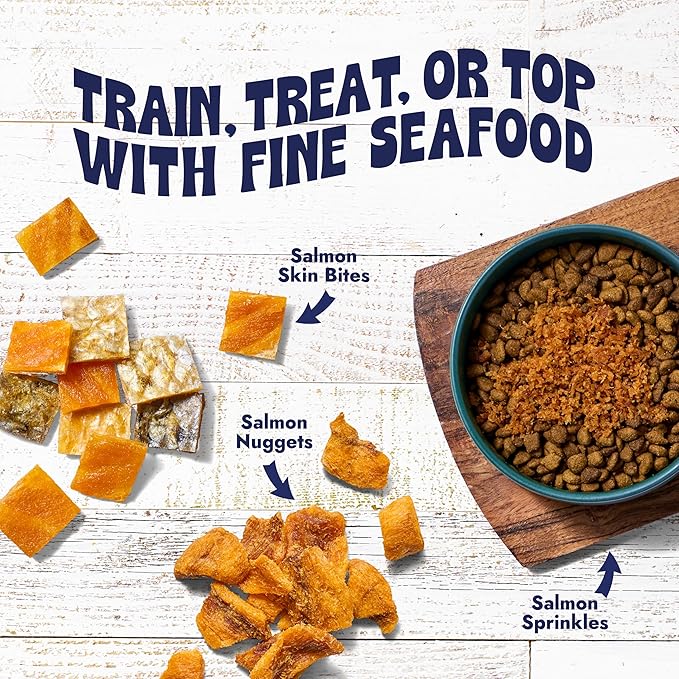 Finfare Freeze Dried Salmon Sprinkles, Grain Free Salmon Meal Topper to Support Taste & Nutrition, High Protein & Omega-3s, Crafted in USA, 6oz