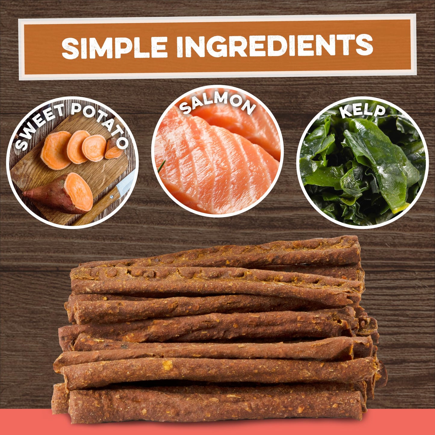 Sweet Potato Dog Treats - Grain Free, Salmon & Kelp Crunchy Sticks - Great Tasting, Promotes Positive Dog Gut Health with Natural Anti-Diarrhea Properties, No Preservatives Added (2lb Bag)