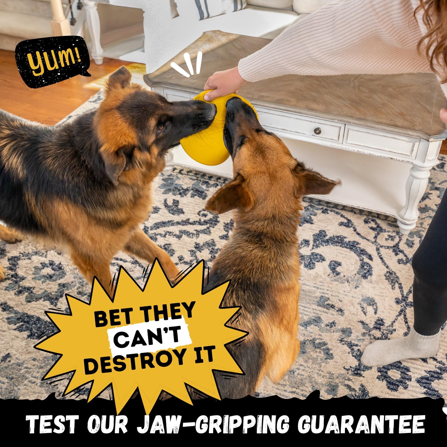 WoofBite "Indestructible Dog Disc - Lifetime Replacement - Medium & Large Breed - Ultra Durable for Aggressive Chewers - Tough & Strong, Heavy Duty Natural Rubber Toy - Fetch, Tug, & Chew - 8in