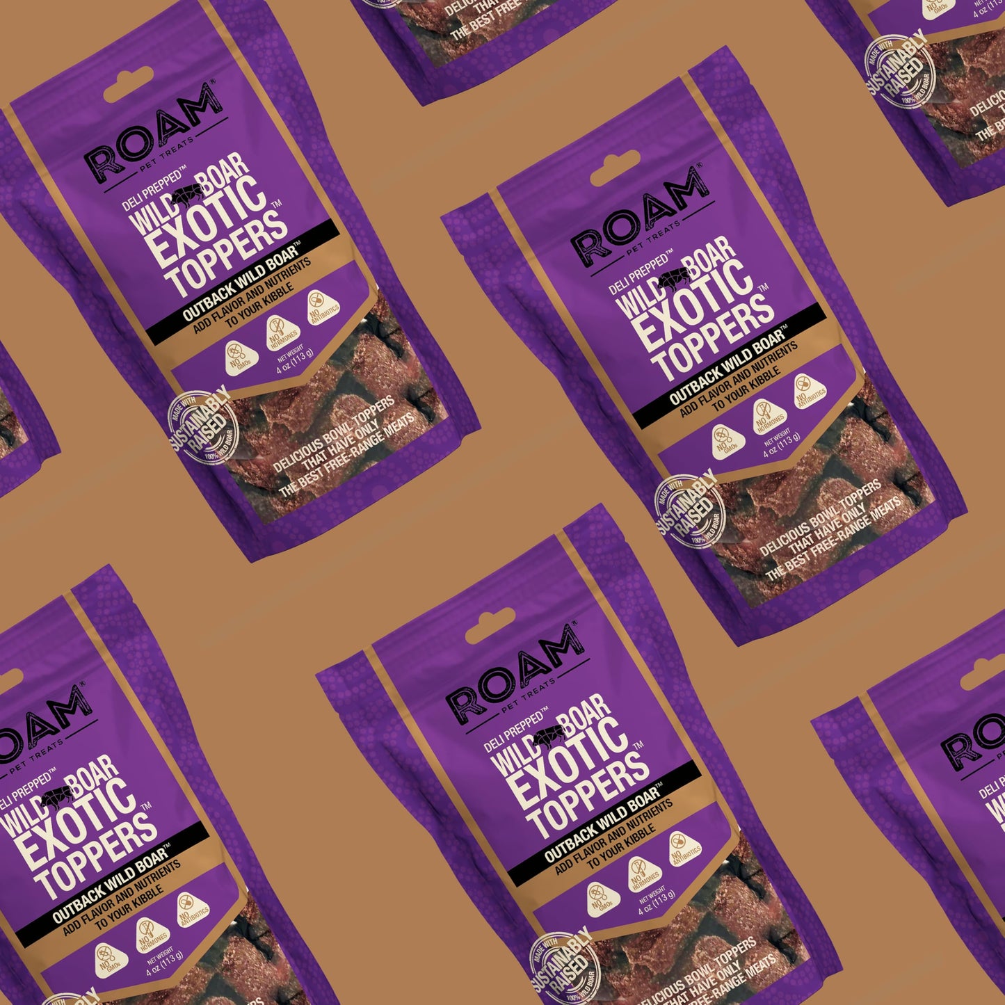 ROAM Pet Treats Wild Boar Exotic Dog Topper - Single Protein, Sustainably Raised Wild Boar Meat Dog Food Topper - Non-GMO, 4 Ounce