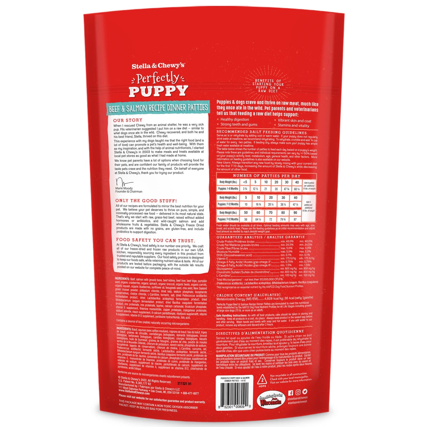 Stella & Chewy's Freeze Dried Raw Dinner Patties – Crafted for Puppies – Grain Free, Protein Rich Perfectly Puppy Beef & Salmon Recipe – 14 oz Bag